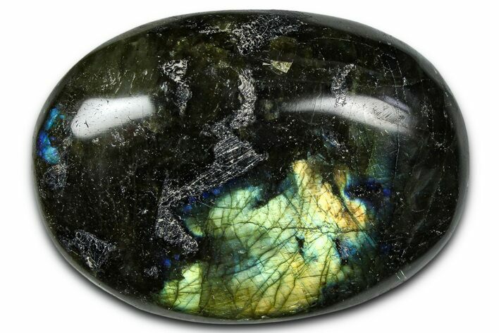 Flashy, Polished Labradorite Palm Stone - Madagascar #334267